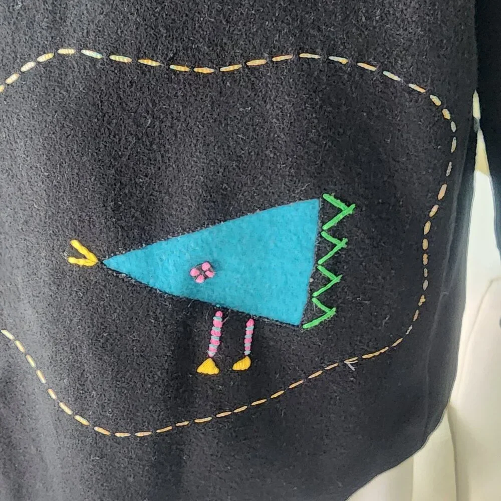 UNIQUE Vintage Women's Abstract ART Black Jacket | Size 2XL - Picture 8 of 13